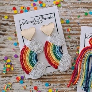 Rainbow Beaded Earrings Set